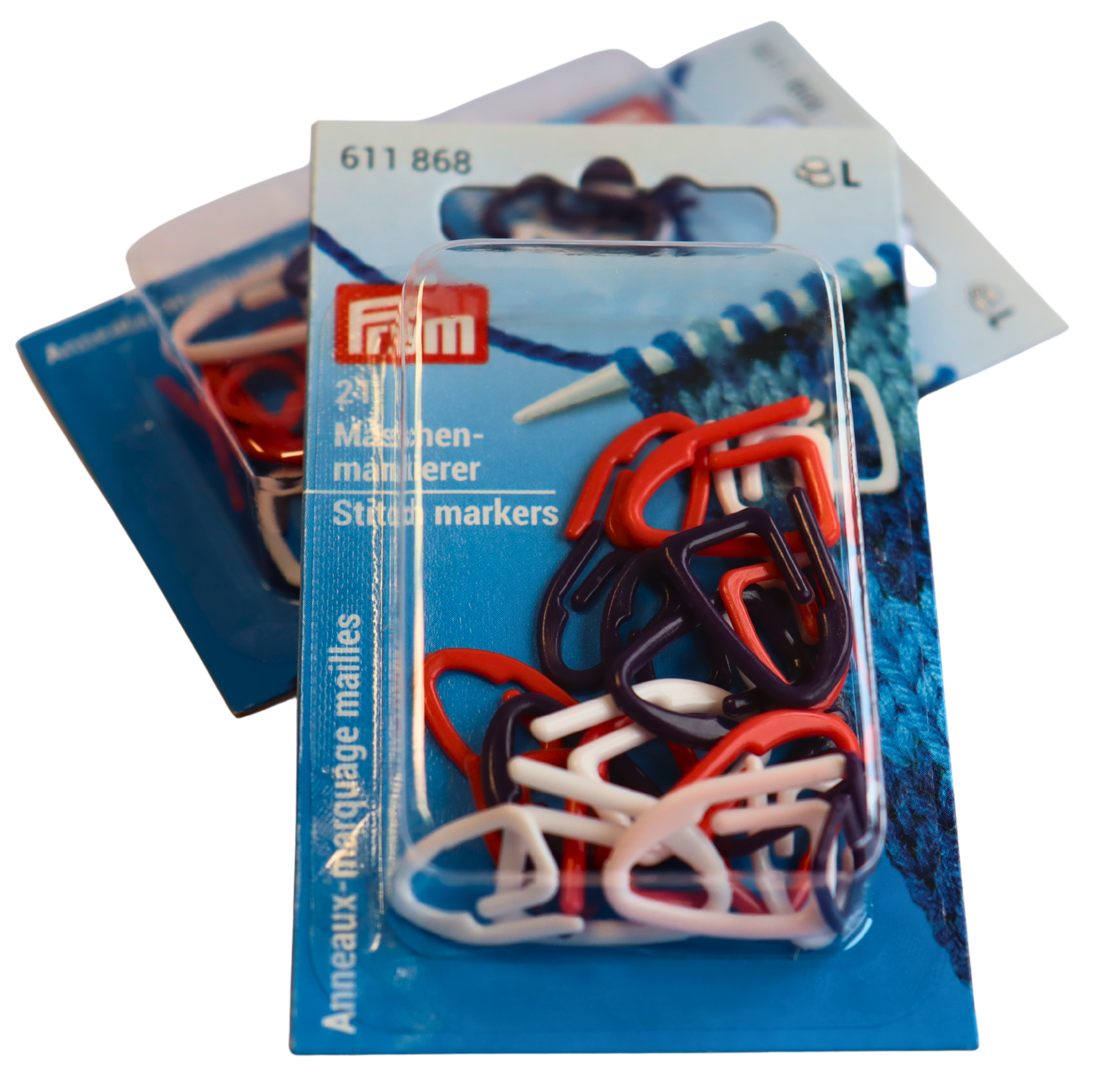 Packung mit Maschenmarkierer von Prym in rot, blau, weiß