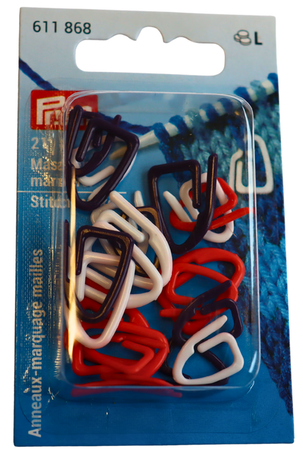 Prym Verpackung mit Maschenmarkierer in blau, weiß, rot.
