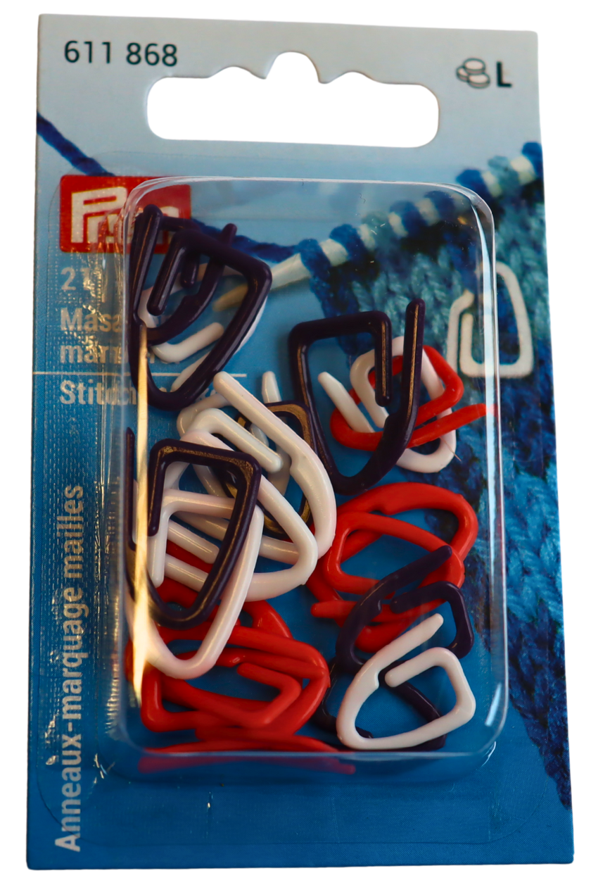 Prym Verpackung mit Maschenmarkierer in blau, weiß, rot.