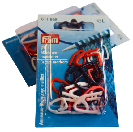 Packung mit Maschenmarkierer von Prym in rot, blau, weiß