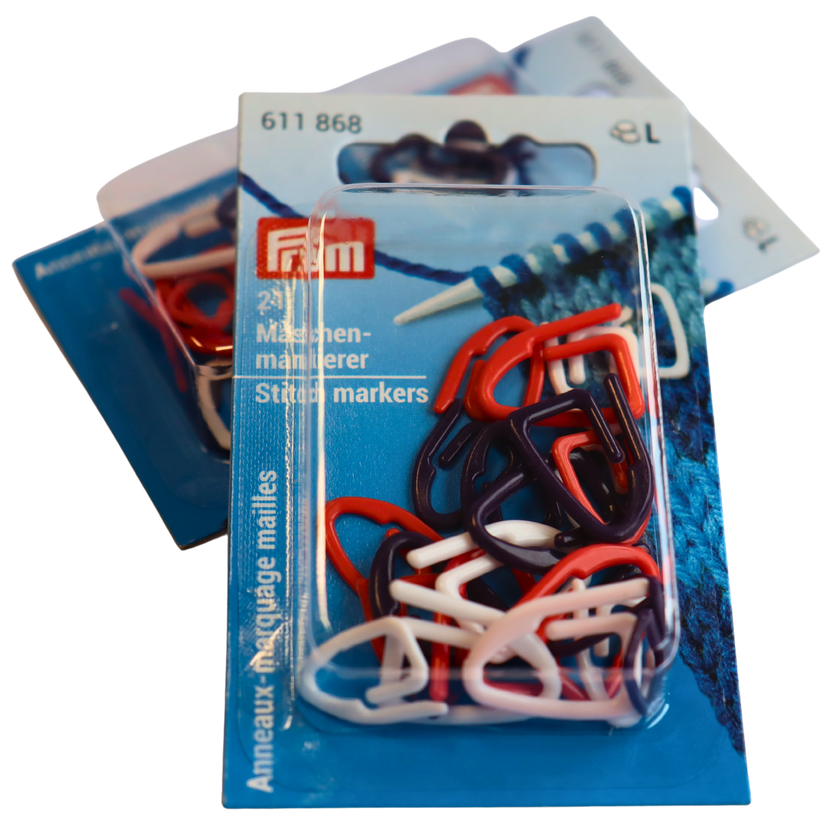 Packung mit Maschenmarkierer von Prym in rot, blau, weiß